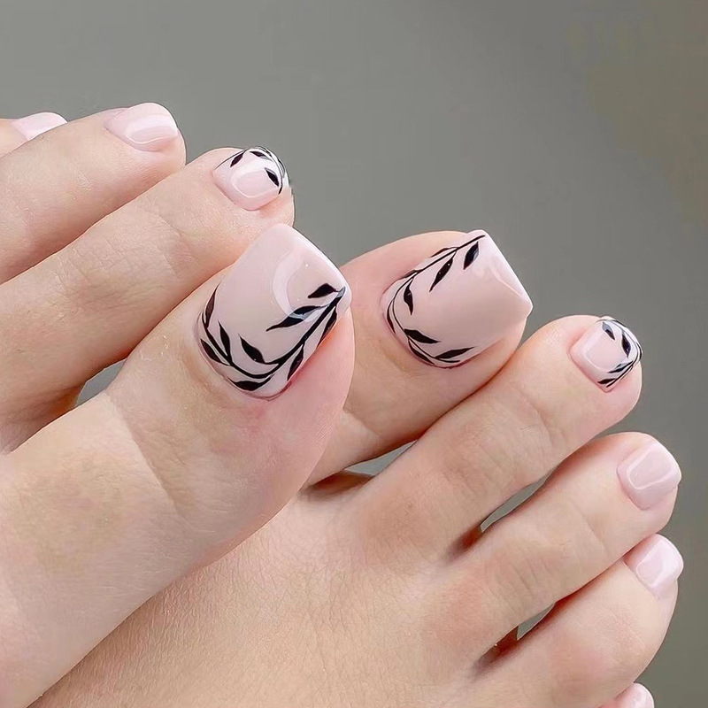 Popular summer fresh design nails artificial fake nails custom french toe nails