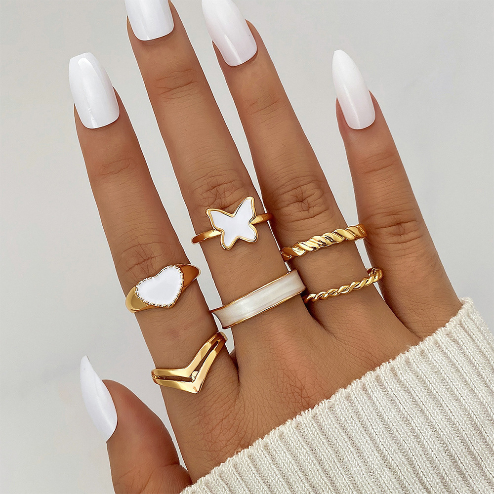 Cheap Boho/hippie Rings Set Geometric Rings Shiny Antiques Finger Ring For Women's Fashion Crystal Personality Jewelry