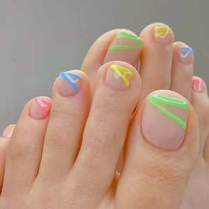 Popular summer fresh design nails artificial fake nails custom french toe nails