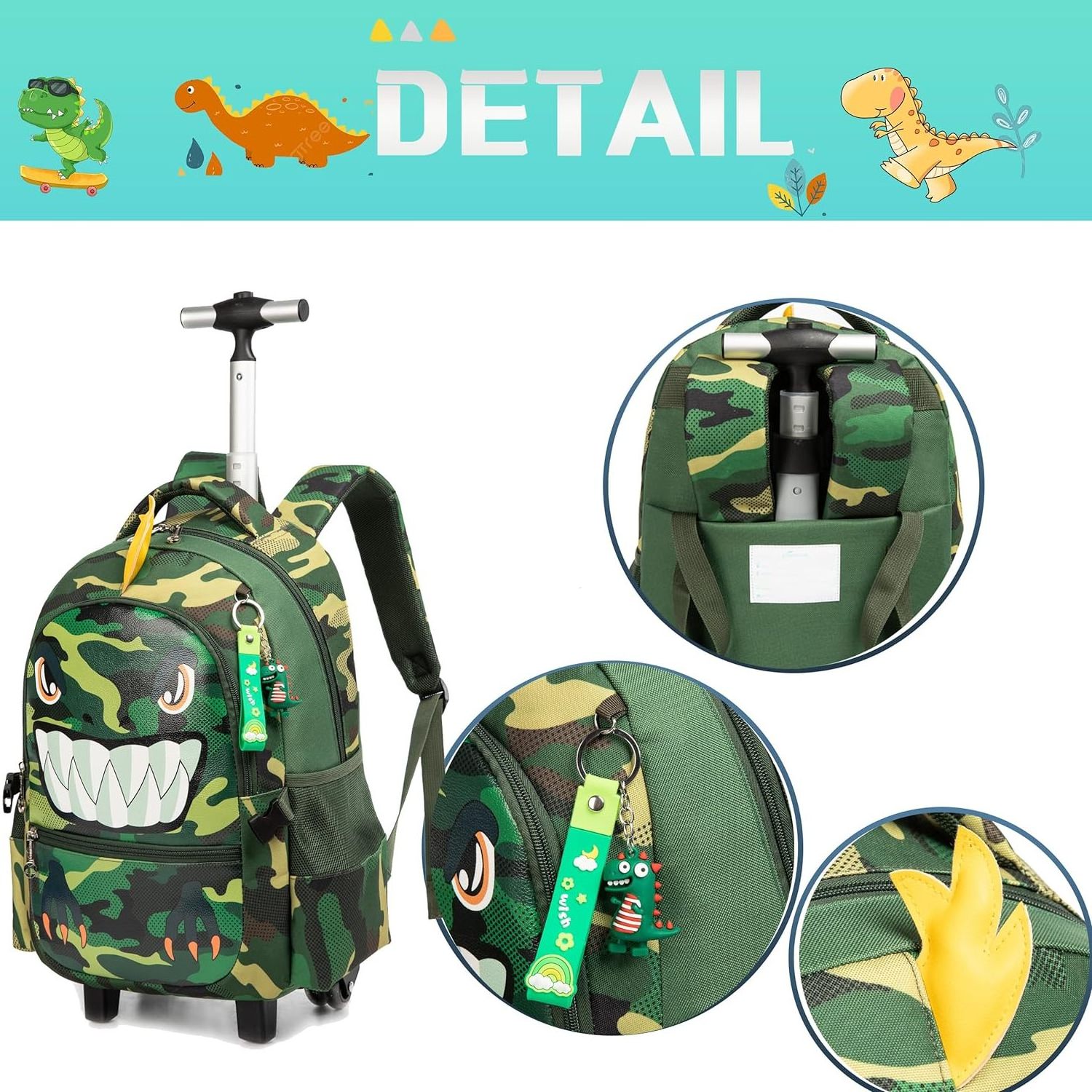 3 in 1 Backpack Kids Boys School Bag Backpack Children Dino Trolley School Bags Set Backpack Mochilas