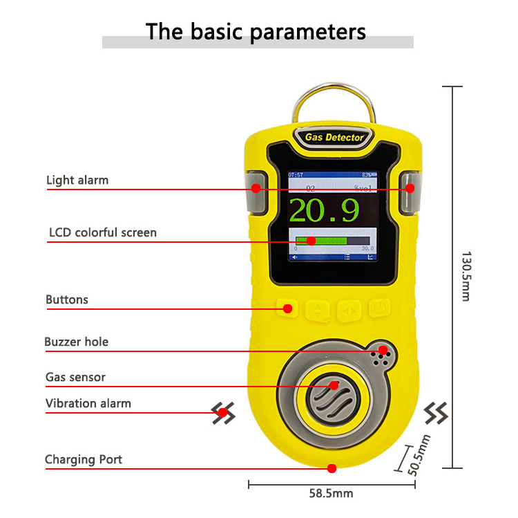 Data logger CO2 gas analyzer ATEX certified CO2 meter portable CO2 gas alarm detector