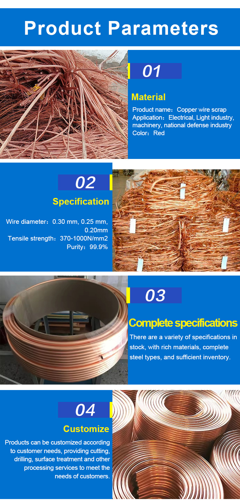 99.99% Copper Scraps pure Copper Wire Scrap /  /Scrap Copper Price