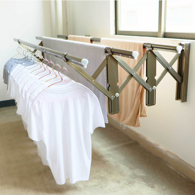 Accordion Wall Mounted Folding Clothes Drying Rack Retrachable Laundry Rack