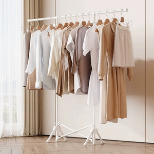 Factory direct sales wholesale clothing store fashionable floor-standing white carbon steel clothing storage clothes drying rack