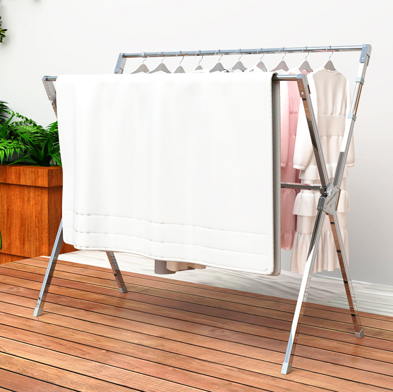 X Type Laundry Drying Rack Stainless Steel Adjustable Large Clothes Drying Rack