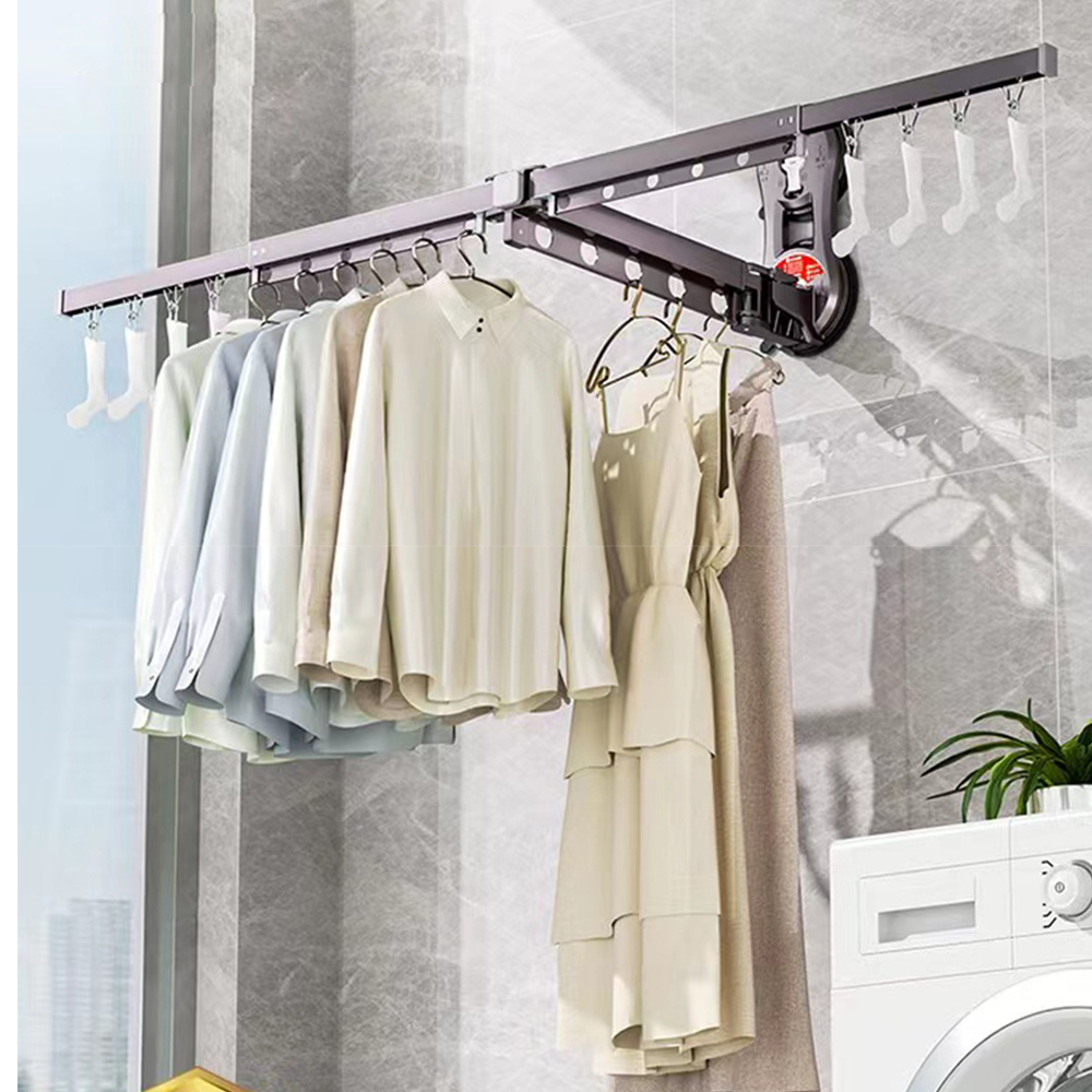 Metal Wall Mounted Fixed Folding Drying Rack Space Saving Laundry Rack