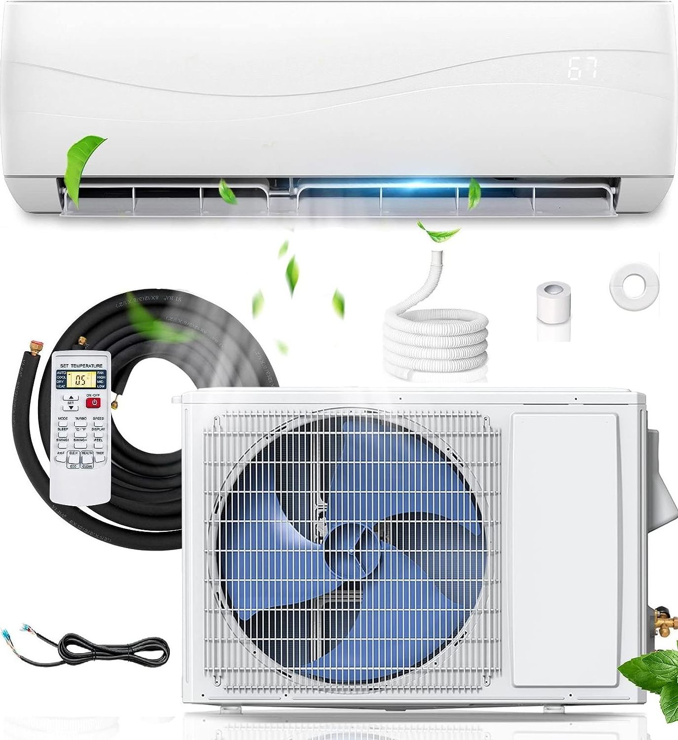 GREE MIDEA Smart Split Ac Air Conditioner Gas R32 2hp 240000BTU  Cooling System Energy Save Fast Delivery