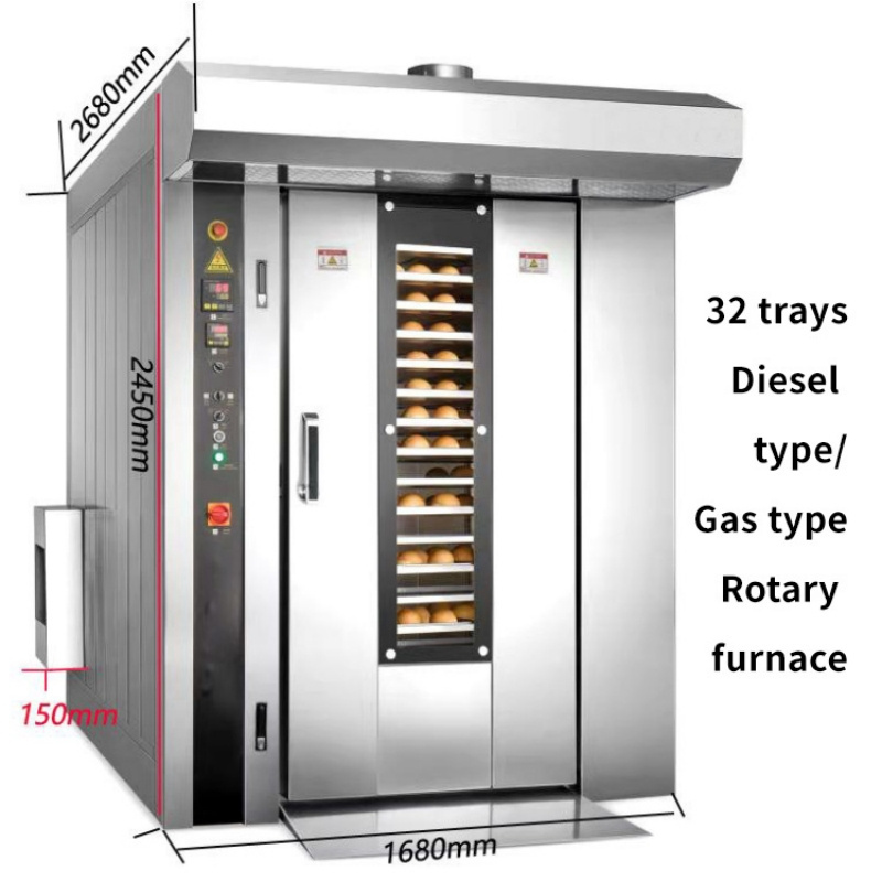 Industry Baguette Cookie Tandoor Ovener Biscuit Rotary Oven Chicken Rotator 32 Q Gas Bake Bread Machine