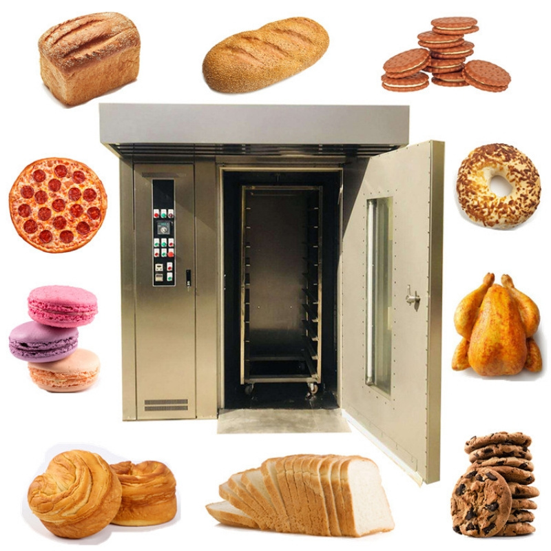 Industry Baguette Cookie Tandoor Ovener Biscuit Rotary Oven Chicken Rotator 32 Q Gas Bake Bread Machine