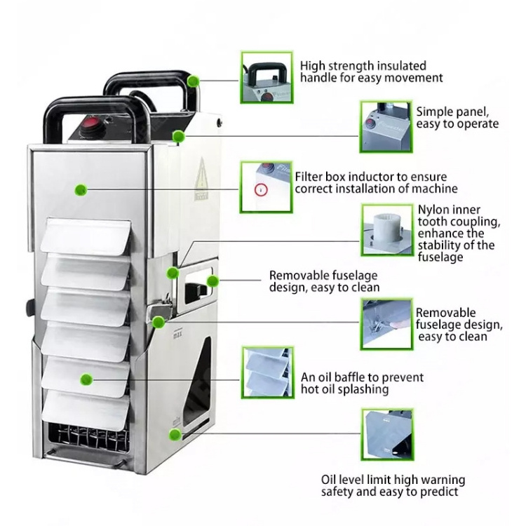 Commercial Mobile Fryer Filter 80 Lbs/10.56 Gal Capacity Oil Filtration System Frying Oil Filter Machine For Restaurant