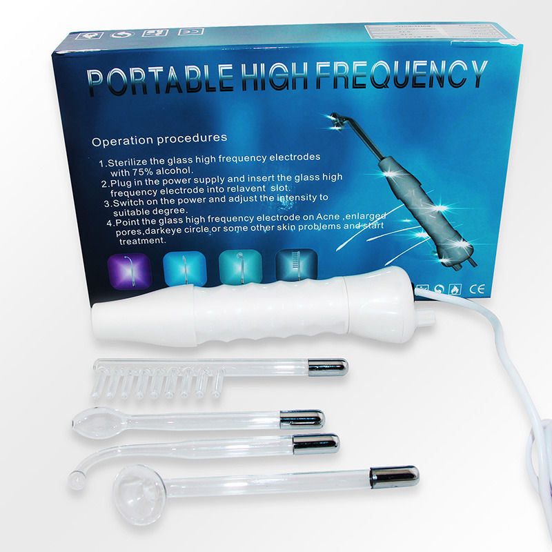 high frequency skin therapy wand facial machine electrotherapy darsonval neon argon gas mixed facial wand