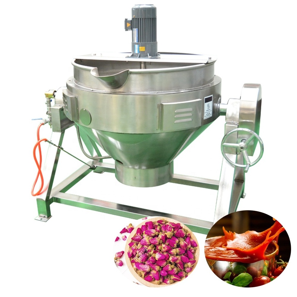 Gas heating Tomato Paste Cooking mixer machine / hot sauce jacket kettle with mixer