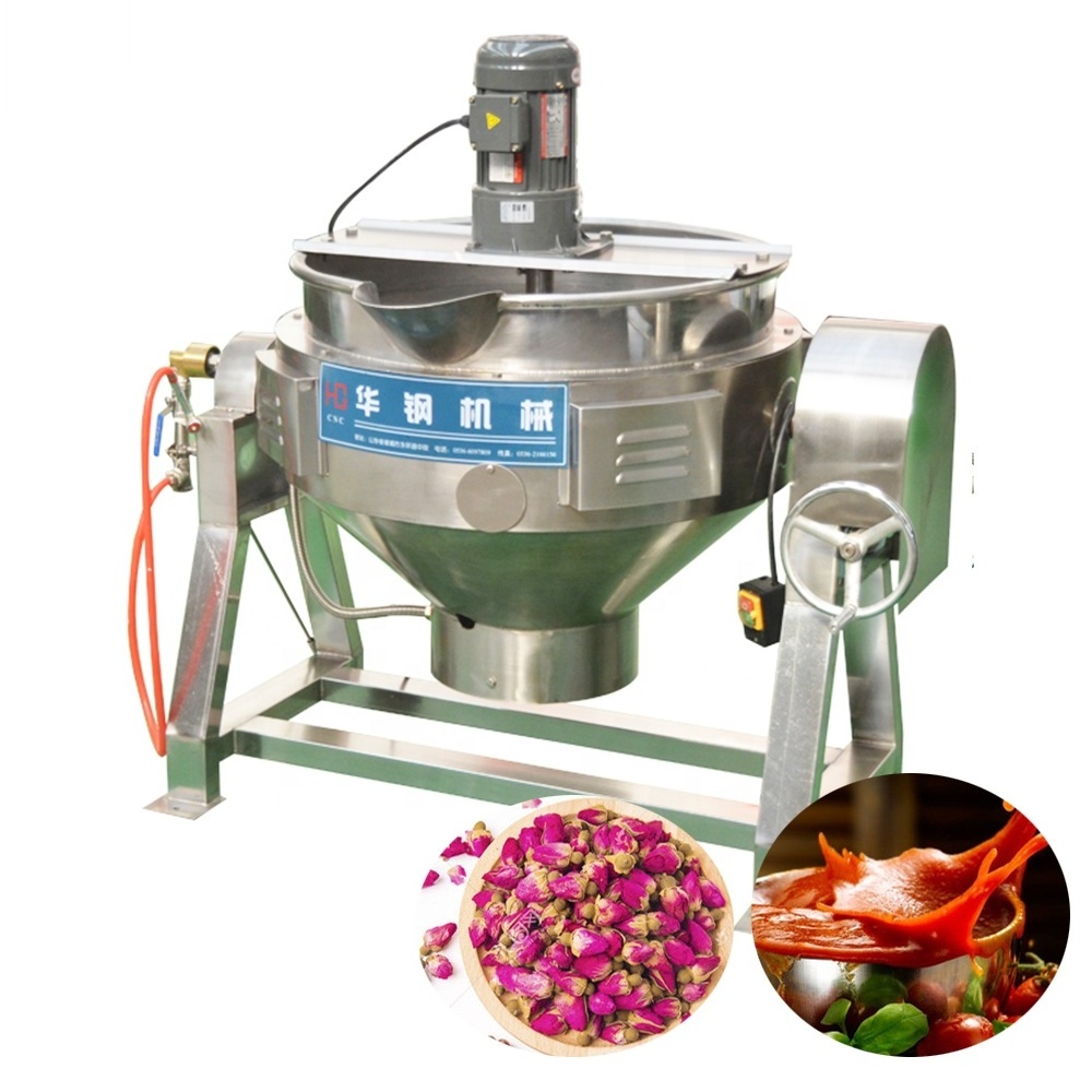 Gas heating Tomato Paste Cooking mixer machine / hot sauce jacket kettle with mixer