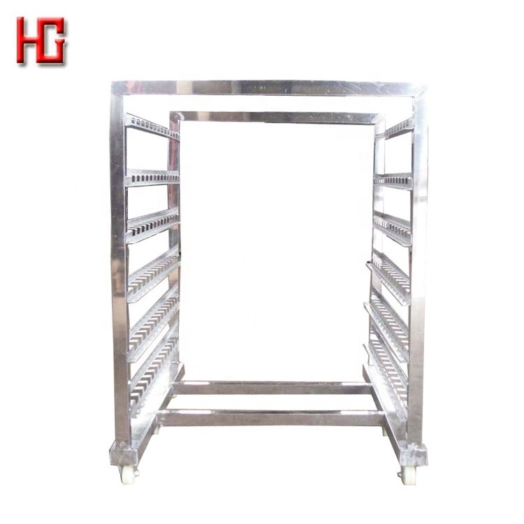 Customized smoker sausage hanging poles / salmon fish smoking trolley drying trays pallet / meat hanging cart for smoke oven