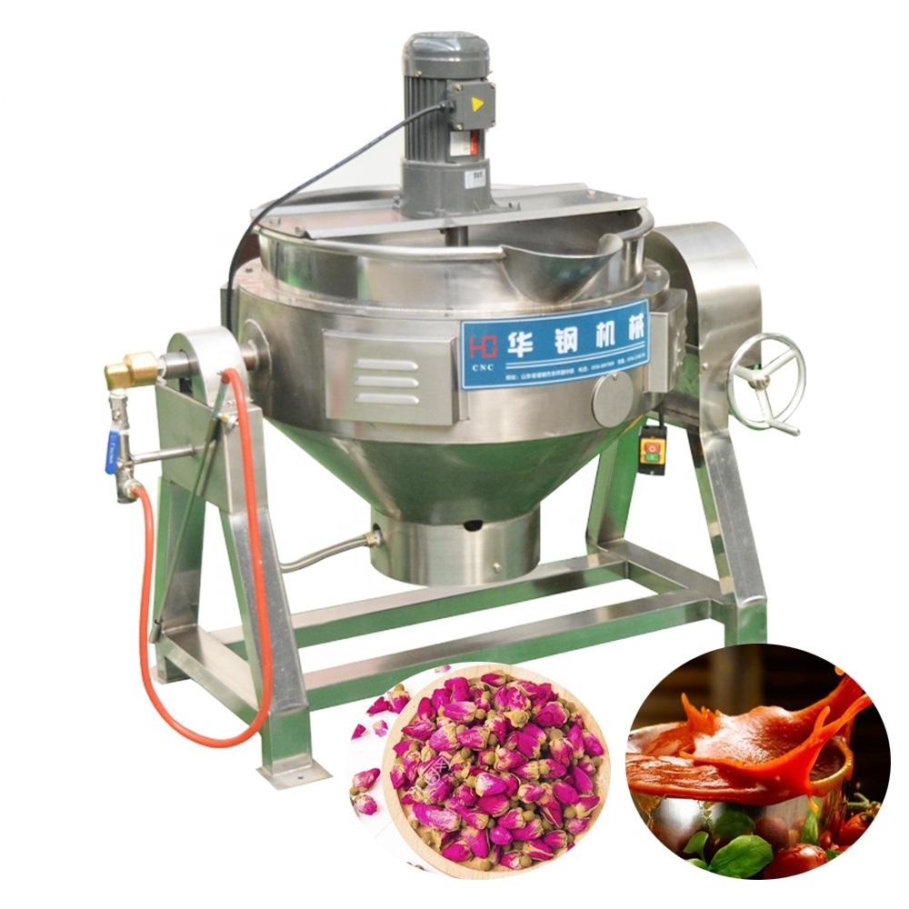 Gas heating Tomato Paste Cooking mixer machine / hot sauce jacket kettle with mixer