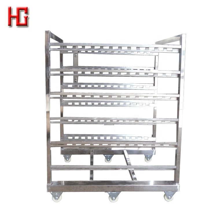 Customized smoker sausage hanging poles / salmon fish smoking trolley drying trays pallet / meat hanging cart for smoke oven