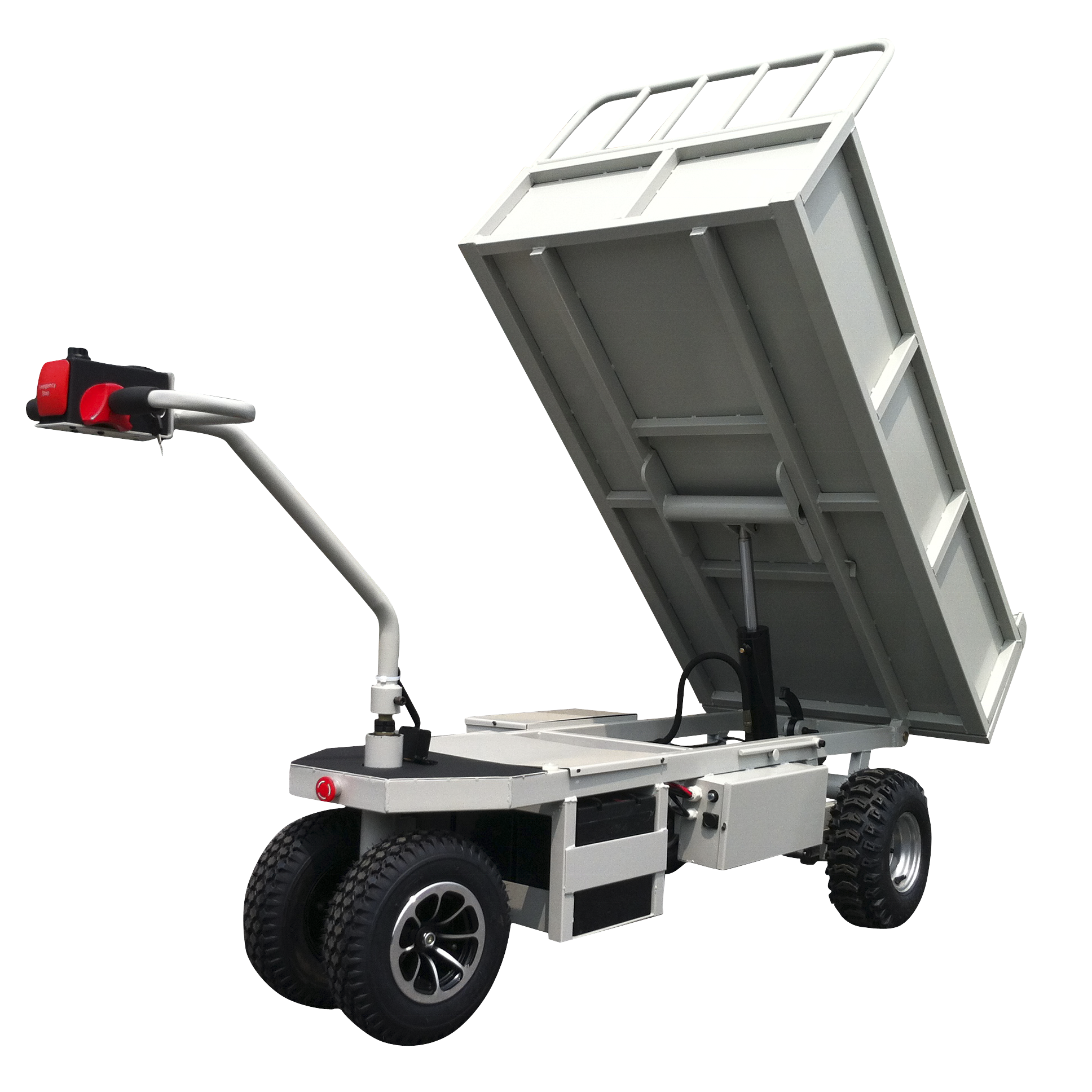 Electric Dump Cart Four Wheels Truck Powered Hand Trolley Transport Trolley