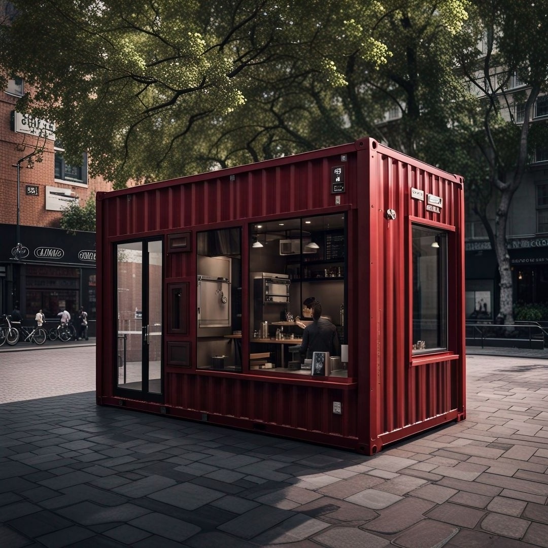 Fashionable Container Coffee Shop Drive Thru Mobile Container Kiosk Restaurant With Kitchen And Seats LL