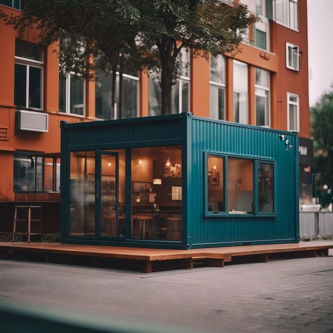 Prefab Coffee Shop 20'' Container Fast Food Restaurant Kiosk Prefabricated Retail Store Interior Container Cafe LL