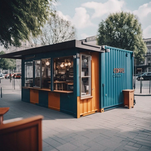 Prefab Coffee Shop 20'' Container Fast Food Restaurant Kiosk Prefabricated Retail Store Interior Container Cafe LL