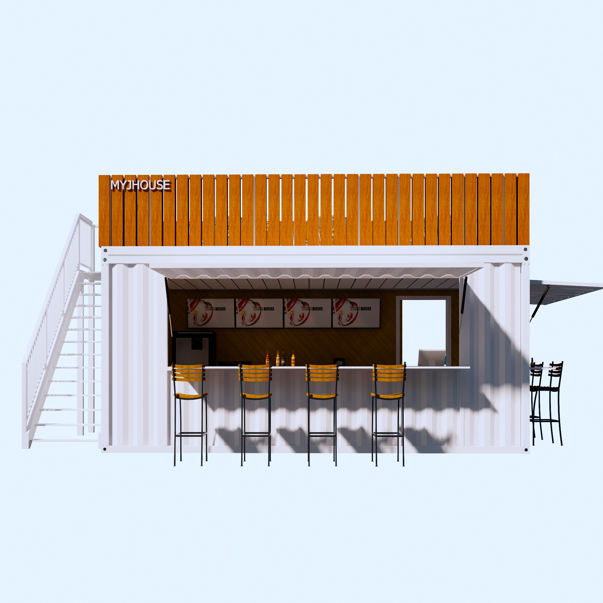 Beverage catering concession cafe 20ft shipping container bar portable container cafe coffee shop, 18SQM,With Wood Terrace