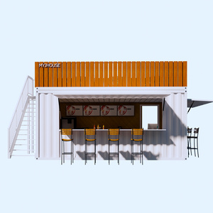 Beverage catering concession cafe 20ft shipping container bar portable container cafe coffee shop, 18SQM,With Wood Terrace