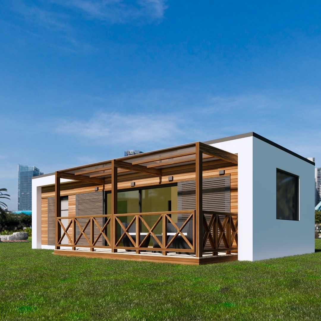 Container House with Light Steel Structure Frame Prefab Beach Villa Cabin Kits Prefab House LLBB