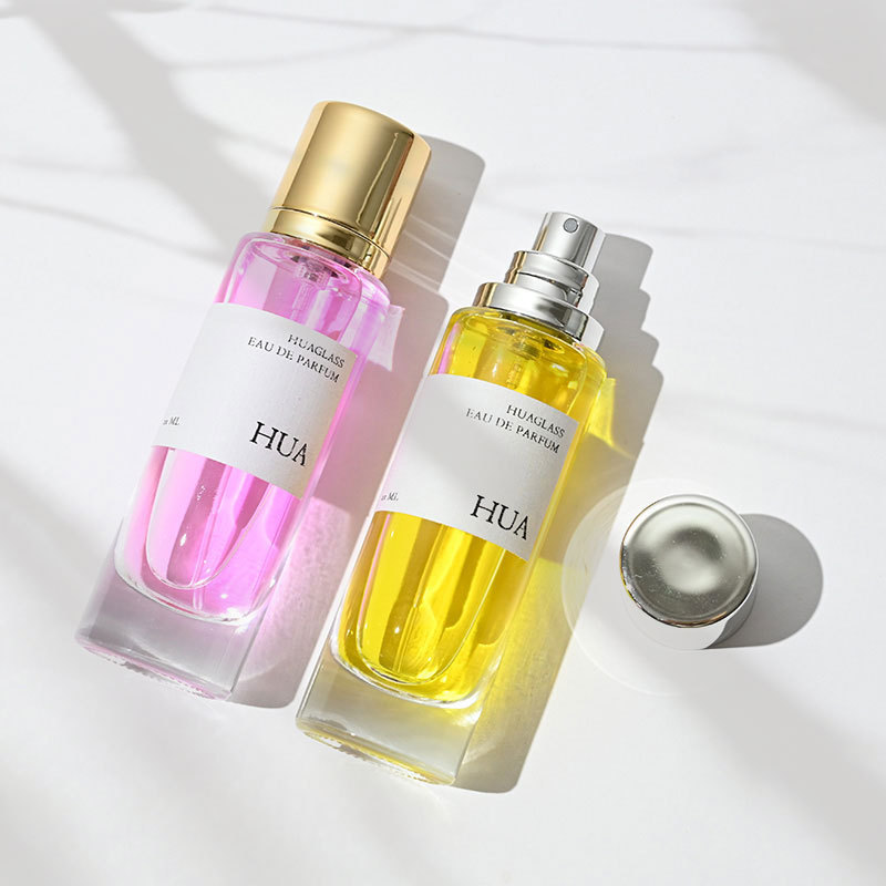 New Luxury Clear Round 30ml 50ml 100ml glass perfume bottles bouteille de parfum en verre With Gold Silver Lid