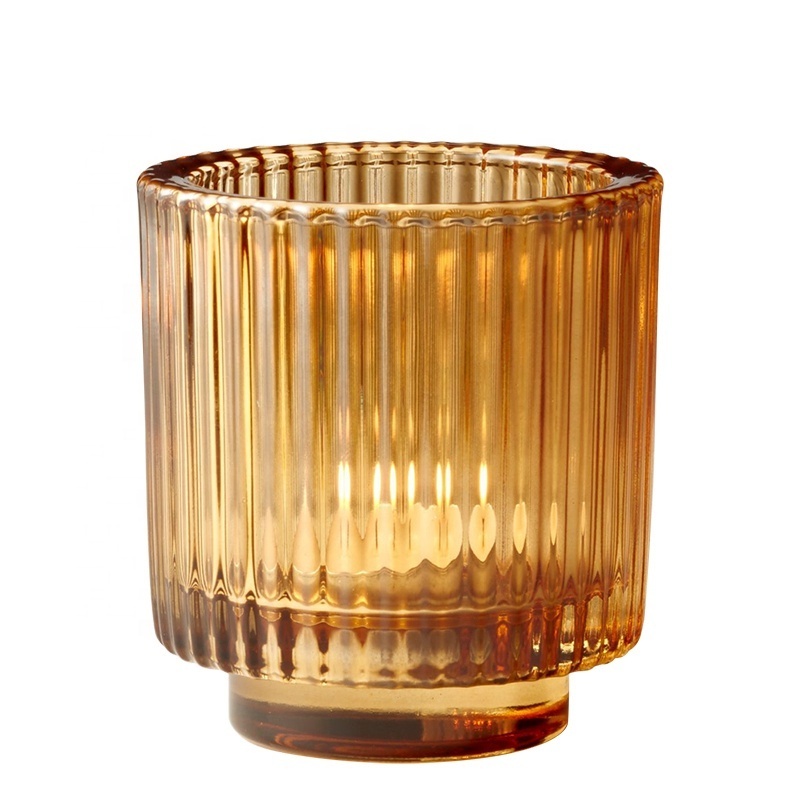 Wholesale Empty Glass Candle Jar Cylinder Empty Candle Holder For Candle Making With Wooden Lid