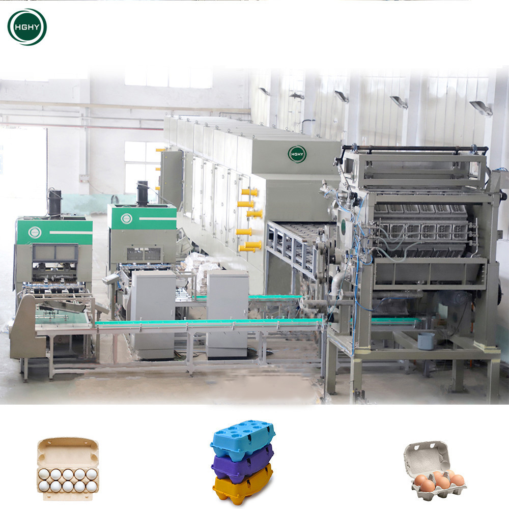 Hghy Eggs Packaging Try Making Machine Automatic Biodegradable Box Cartons Tray Production Line Sugarcane Waste Pulping Machine