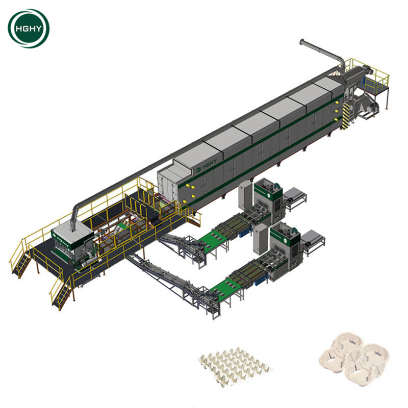 Hghy Eggs Packaging Try Making Machine Automatic Biodegradable Box Cartons Tray Production Line Sugarcane Waste Pulping Machine