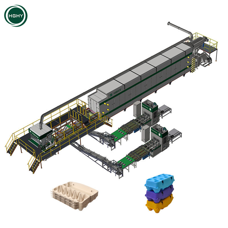 Hghy Full Automatic Paper Eggs Carton Tray Making Machine Biodegradable Packaging Box Crate Manufacturing Paper Pulp Machine