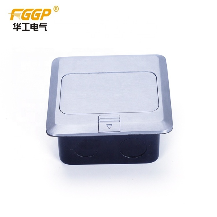 Manufacturer Supplied Brushed Aluminium Alloy Finish Empty Floor Mounted Outlet Box (3 module)