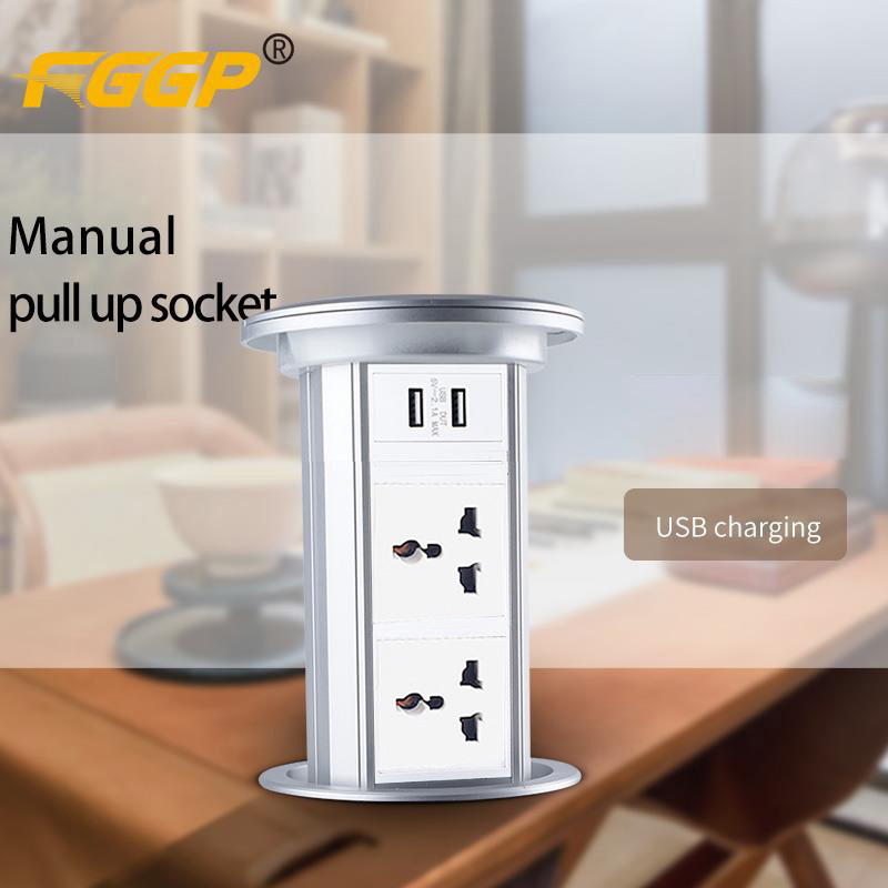 Office Home tabletop wireless manuel pull pop up power socket Hidden Recessed for Kitchen Sealed with wifi uk eu universal type