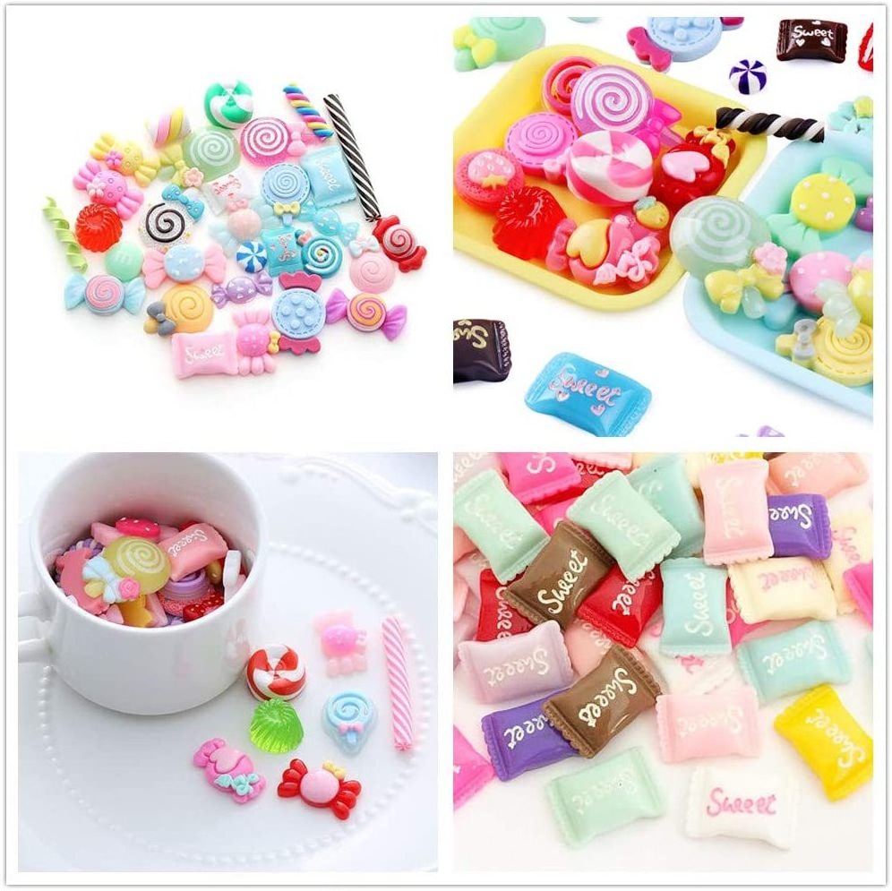 Miniature Cute Slime Charms Toys Mixed Pretend for Dollhouse DIY Play Resin Mini Candy Sweets