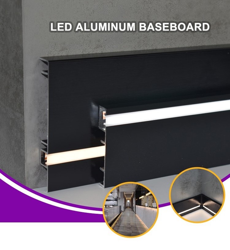 2024 New Customized led light with aluminum alloy skirting board LED Profile Strip Metal Skirting line Floor Accessories