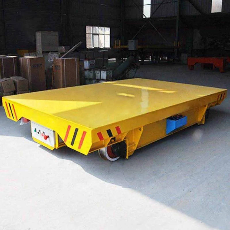 Material handing Workshop motorized heavy duty 30 tons electric rail flat cart automatic cargo trolley mover climbing