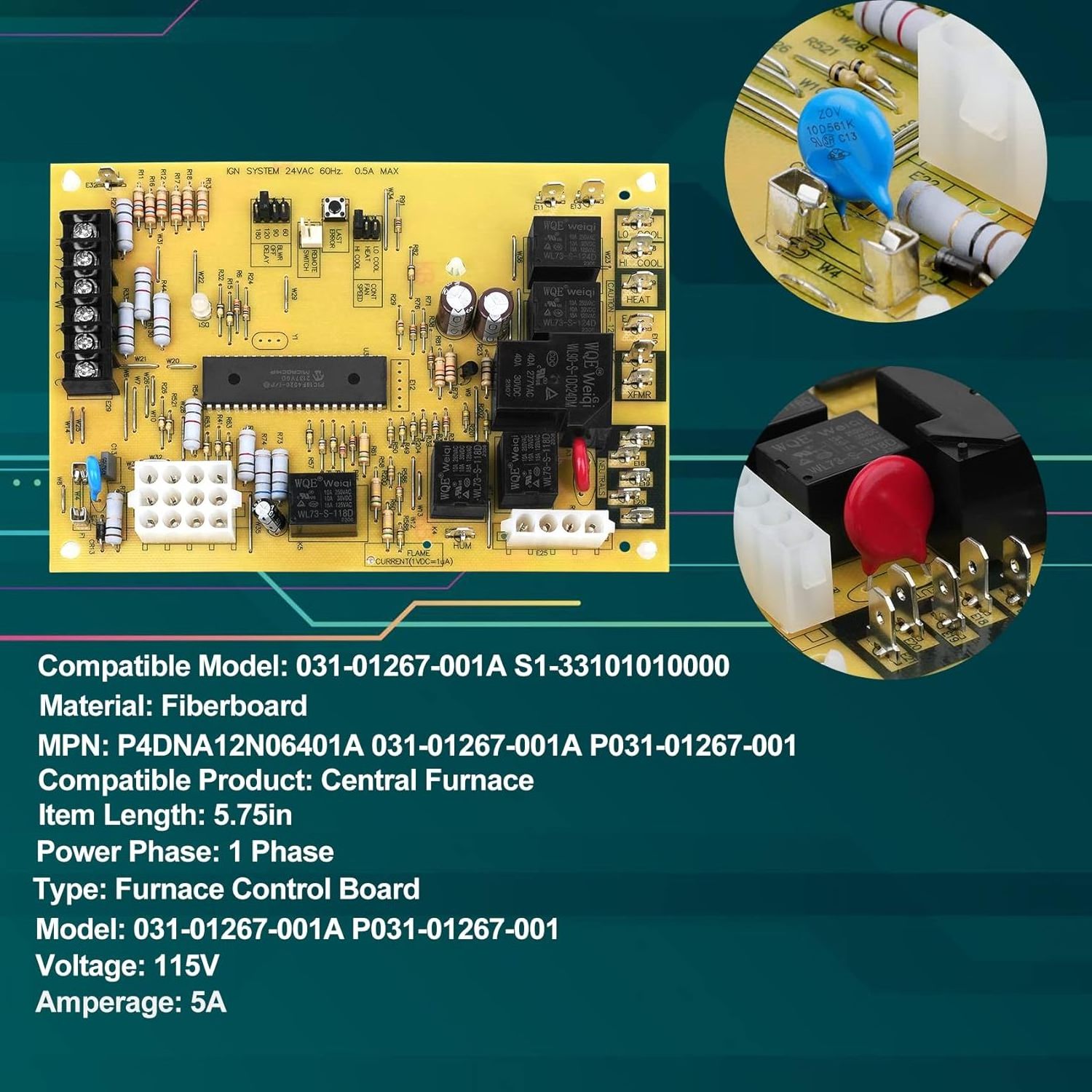 S1-33103010000 Furnace Control Board Compatible with York 031-01267-001A Integrated Board