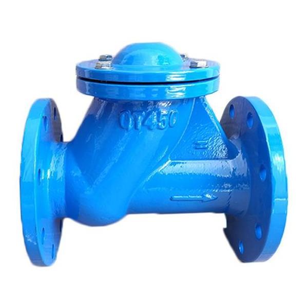 Ball check valve with flanged made of nodular cast iron, bolted cover, suitable for installation in vertical or horizontal pipes