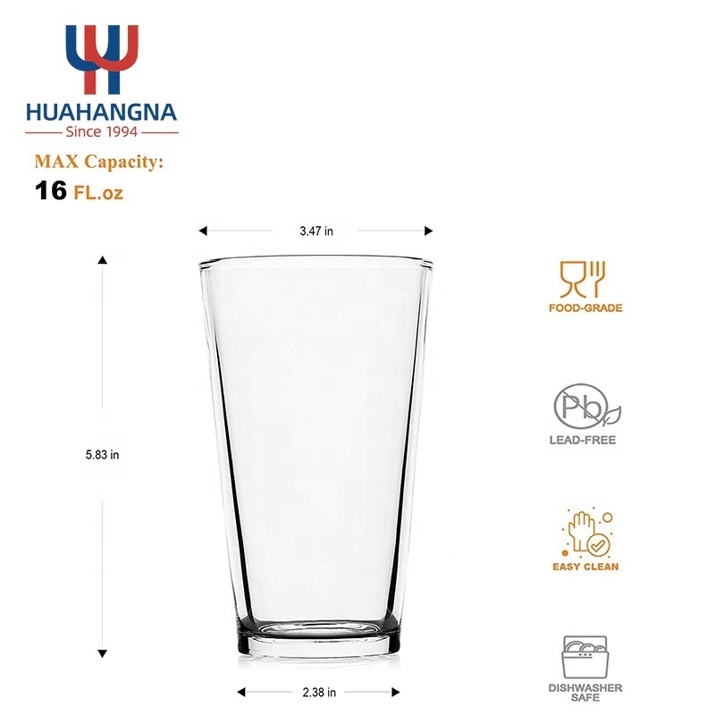 Wholesale Premium HUAHANGNA Personalized Barware Home Restaurant Transparent Pint Glass Custom Logo for Beer Cocktail Beverages