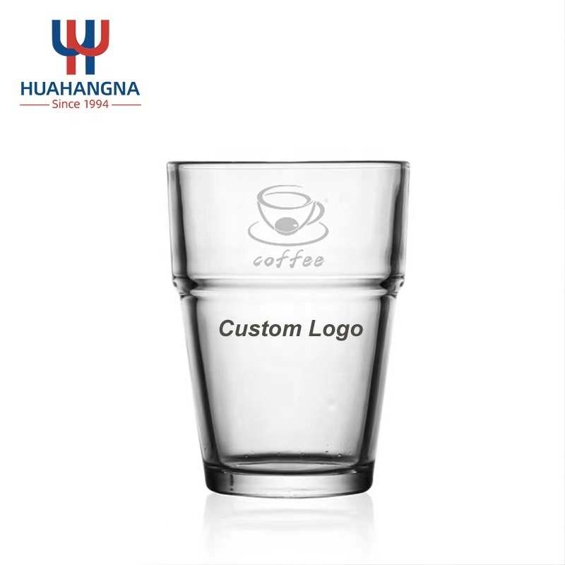 Custom Travel Coffee Mug 225ml Stackable Unbreakable Tea Latte Glass Coffee Cup for Bar Restaurant