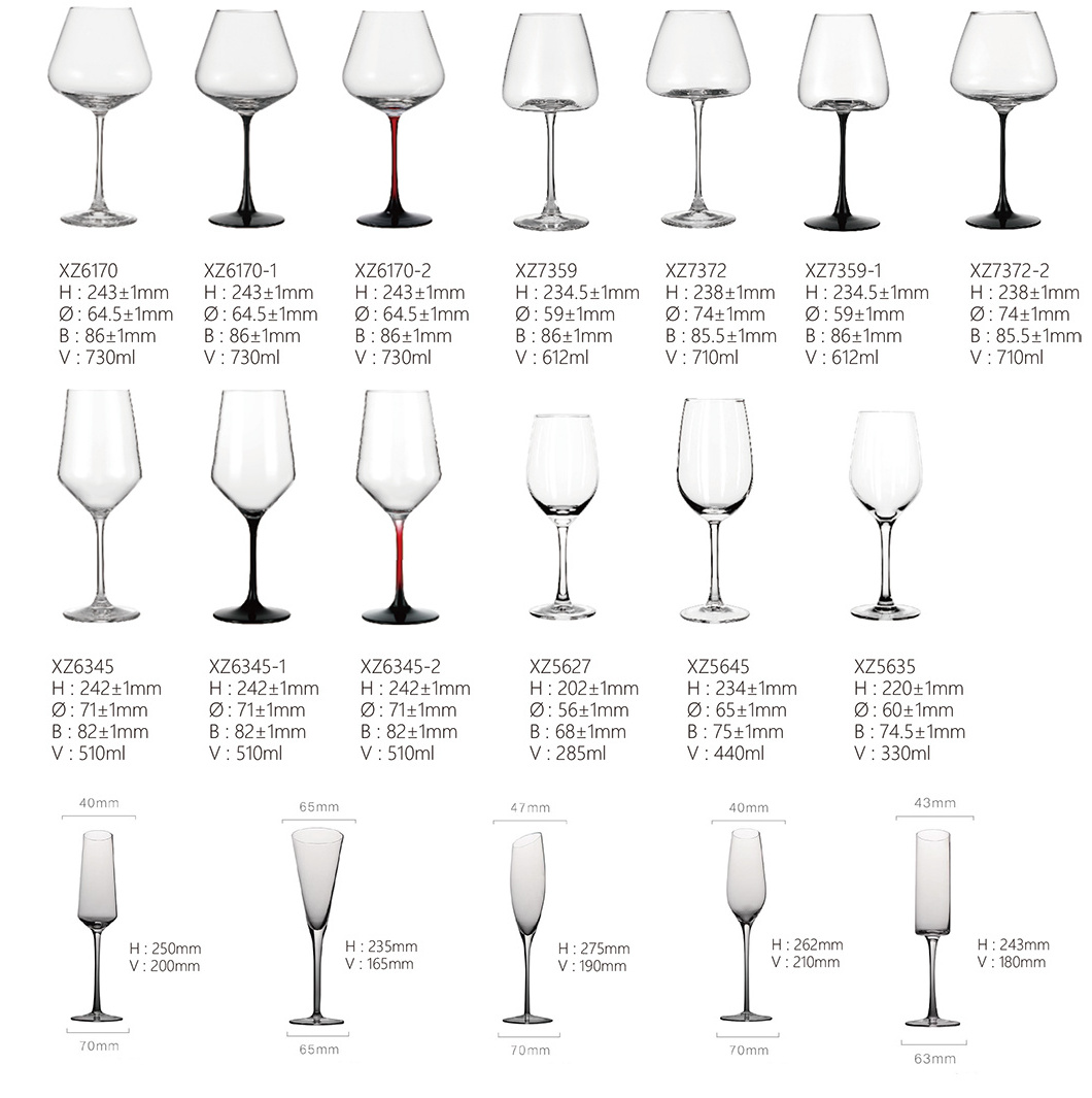 Free Sample Long Stem Clear Crystal Glass Goblet Wine Glasses for Wedding Party