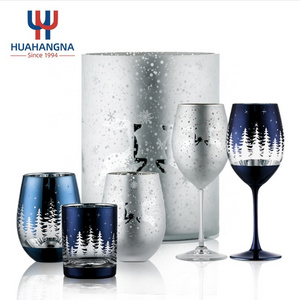 Wholesale Luxury Premium Etched Glass Colored Christmas Wine Glasses for Festival Halloween Decoration Promotion