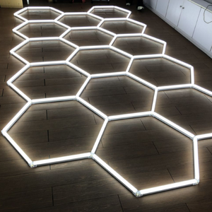 hexagon lights ceiling car details workshop led tube light garage hexagonal led light