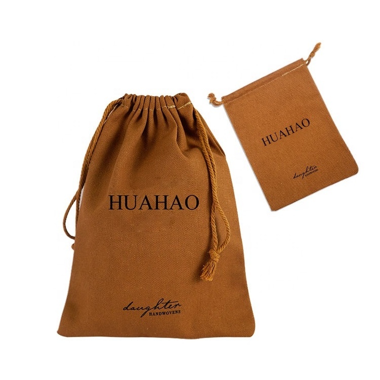 huahao new custom logo recycled canvas cotton drawstring shoe bags logo cotton dust bag 100% cotton