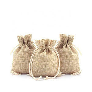 huahao burlap jute hessian packaging natural hemp drawstring bags wholesale burlap gift linen pouch