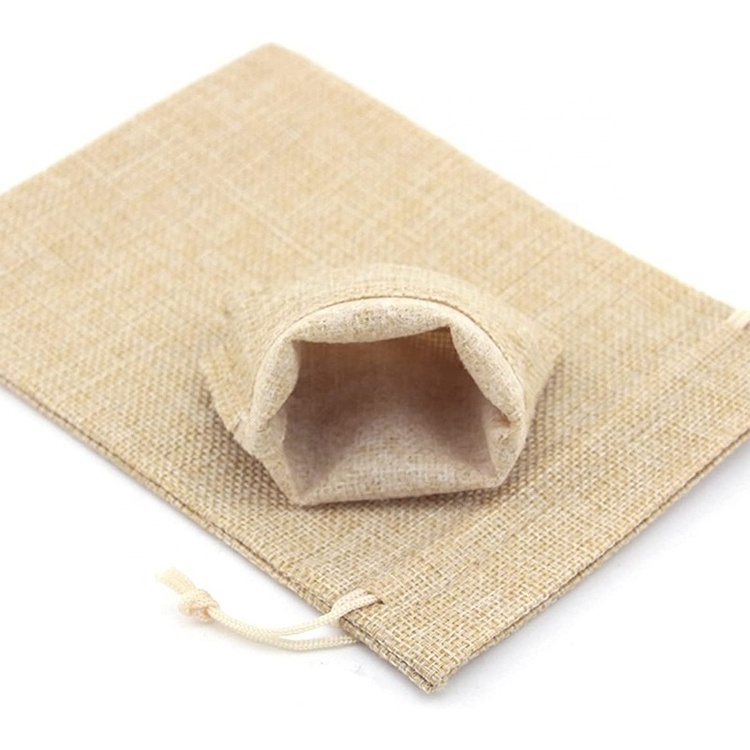 huahao burlap jute hessian packaging natural hemp drawstring bags wholesale burlap gift linen pouch