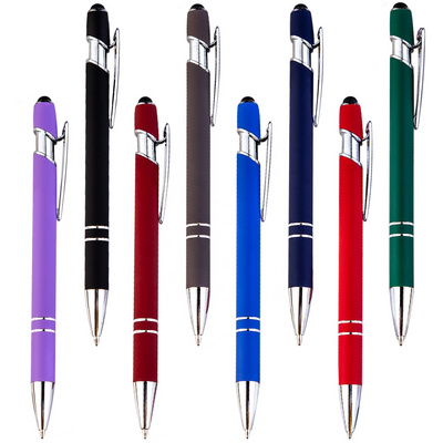 Promotional Stationery Multi Function 2 in 1 Tool metal aluminum Ballpoint New Soft Touch Screen Stylus Pen With Logo Ballpen