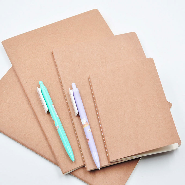 Ready to Ship Cheap A5 Soft Cover Plain Recycled Paper Notebook Kraft Cover Notebook