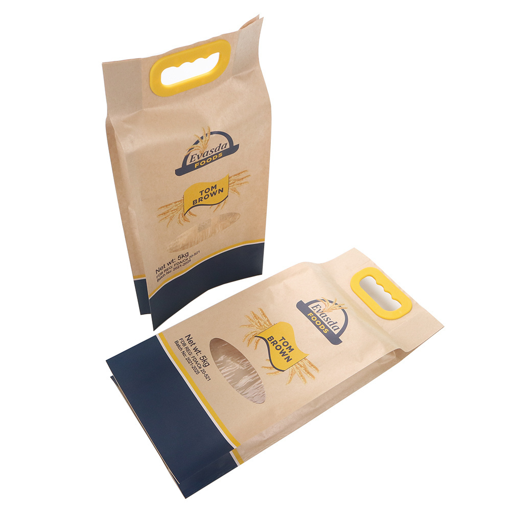 Custom Logo 1kg 5kg Wheat Flour Rice Kraft Paper Plastic Packaging Bags for Packaging